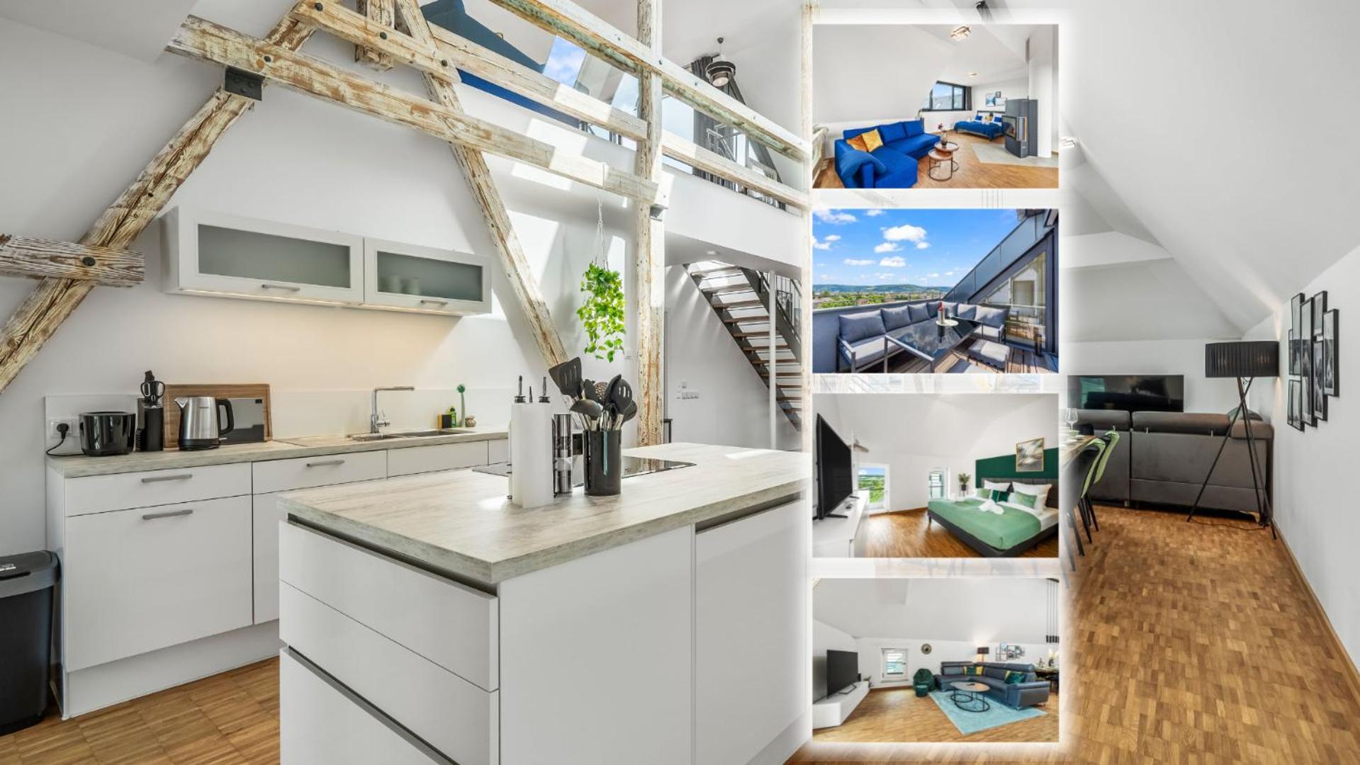 Dnd Design Loft I 170Qm I Parken I Balkon I Workstation I Netflix I Kaffee I Waschmaschine I Trockner I Xbox I Ausblick Apartman Würzburg Kültér fotó